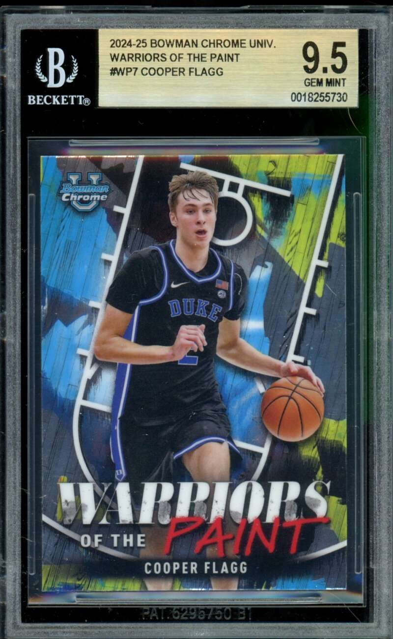 Cooper Flagg Rookie 2024-25 Bowman Chrome University Warriors Paint #WP7 BGS 9.5 Image 1