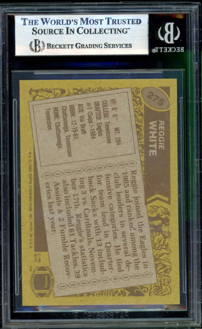 Reggie White Rookie Card 1986 Topps #275 BGS 8.5 Image 2