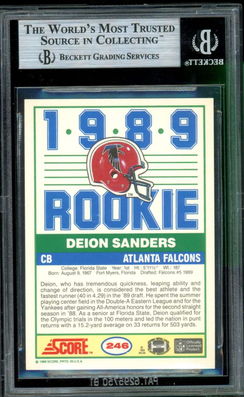 Deion Sanders Rookie Card 1989 Score #246 BGS 8.5 Image 2