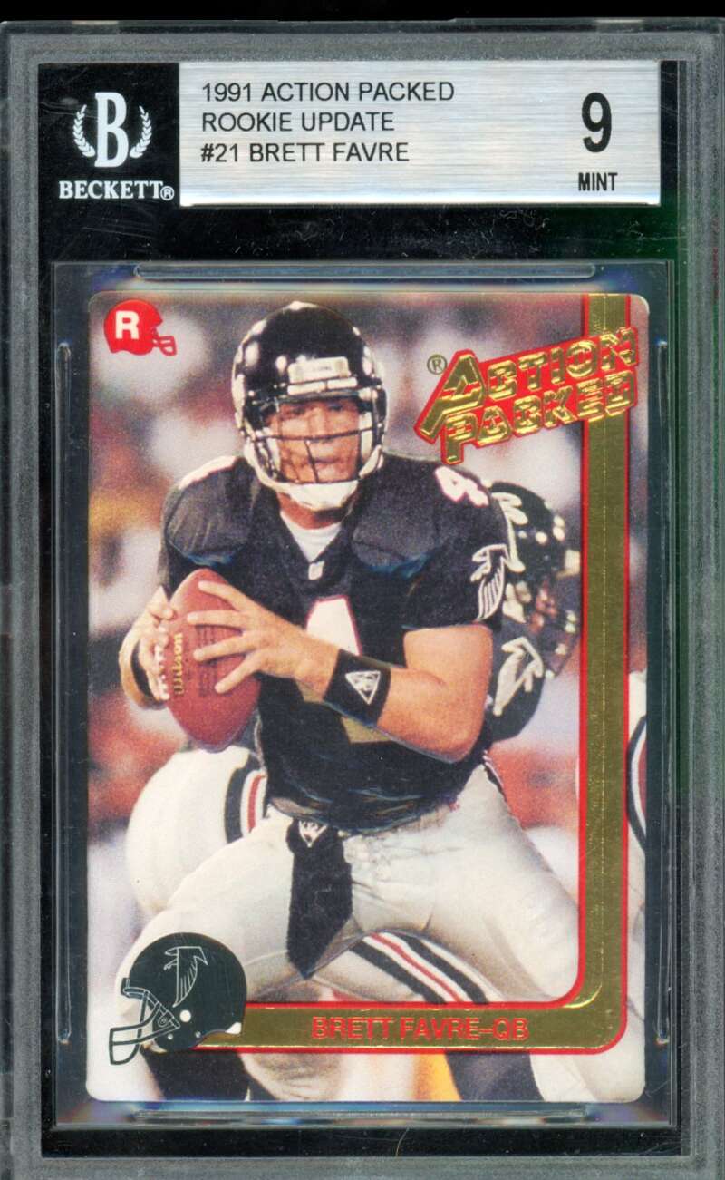 Brett Favre Rookie Card 1991 Action Packed Rookie Update #21 BGS 9 Image 1
