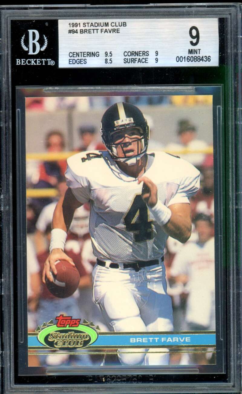 Brett Favre Rookie Card 1991 Stadium Club #94 BGS 9 Image 1
