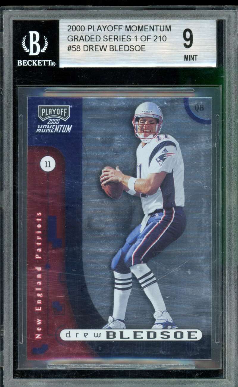 Drew Bledsoe Card 2000 Playoff Momentum Graded Series #58 BGS 9 Image 1