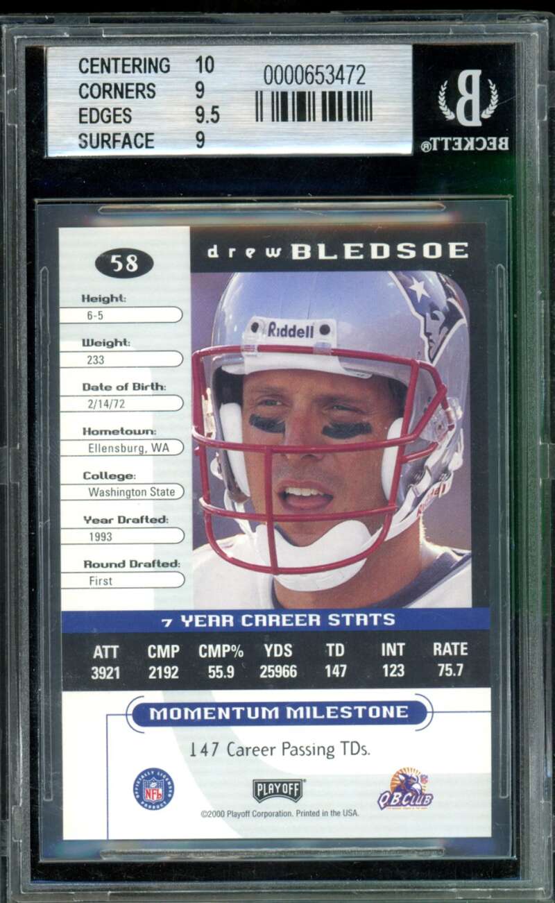 Drew Bledsoe Card 2000 Playoff Momentum Graded Series #58 BGS 9 Image 2