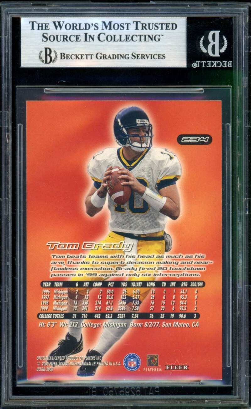 Tom Brady Rookie Card 2000 Ultra #234 BGS 7.5 Image 2