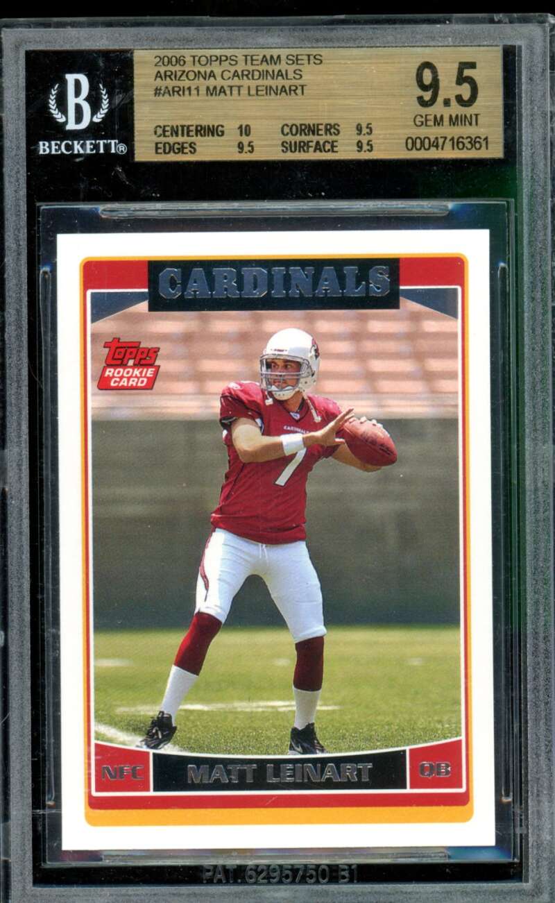 Matt Leinart Rookie Card 2006 Topps Team Sets #Ari11 BGS 9.5 Image 1