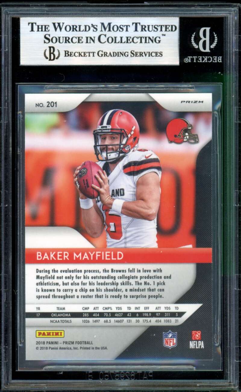 Baker Mayfield Rookie Card 2018 Panini Prizm Green #201 BGS 9 Image 2
