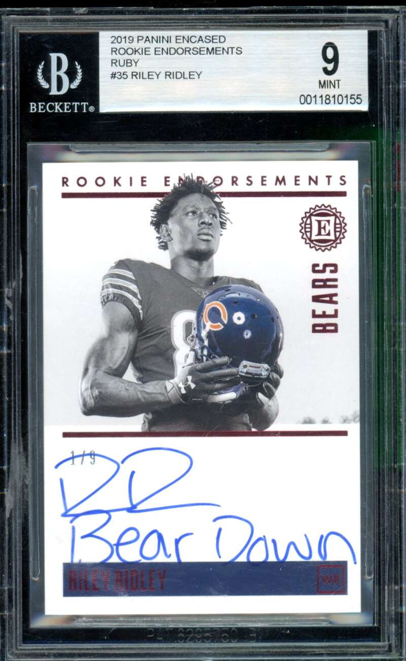 Riley Ridley Rookie Card 2019 Panini Encased Endorsements Ruby (1/9) #35 BGS 9 Image 1