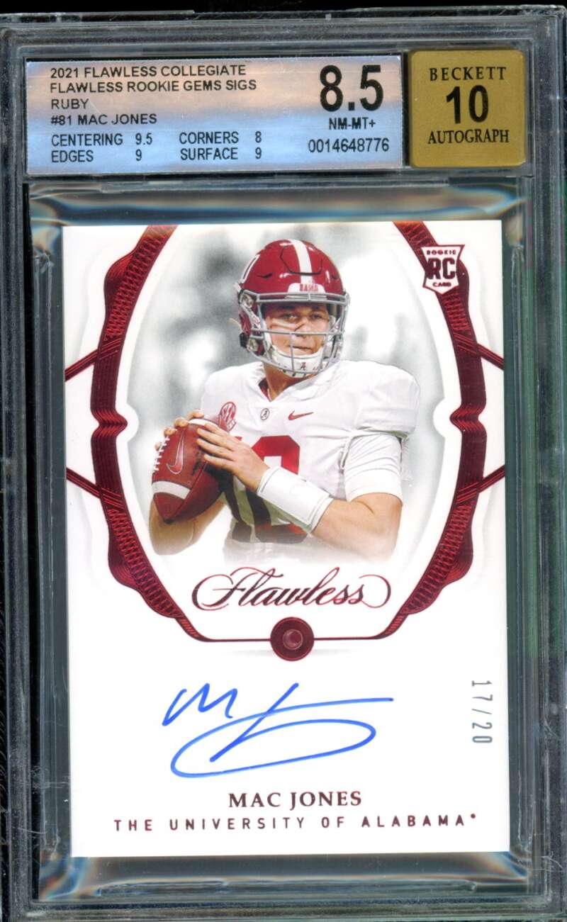 Mac Jones Rookie Card 2021 Flawless Gems Sig Rubies (17/20) #81 BGS 8.5 Image 1