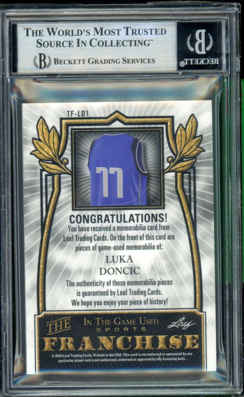Luka Doncic Card 2024-25 ITG Used The Franchise Purple Holo (1/7) #TFLD1 BGS 9.5 Image 2