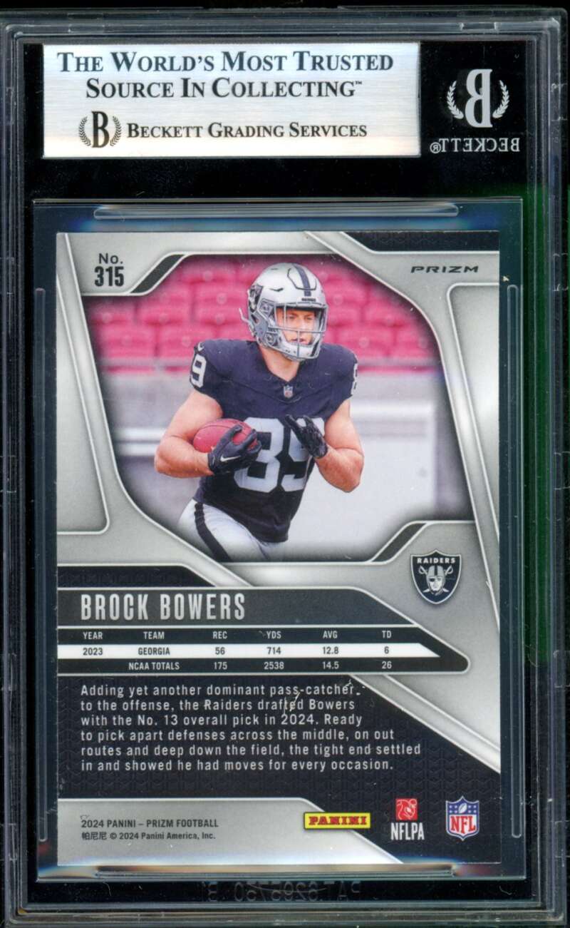 Brock Bowers Rookie Card 2024 Panini Prizm Silver #315 BGS 8.5 Image 2