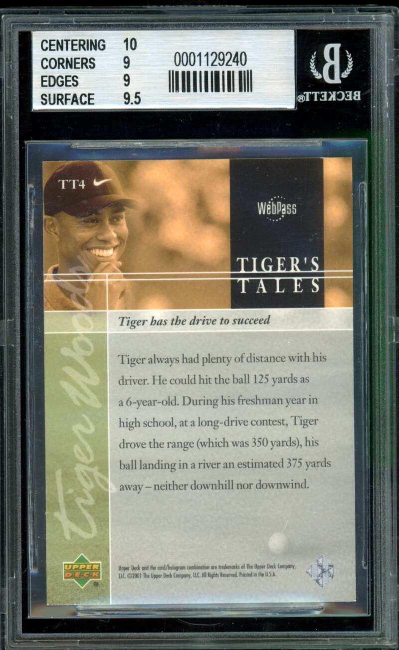 Tiger Woods Rookie Card 2001 Upper Deck Tiger's Tales #TT4 BGS 9 Image 2