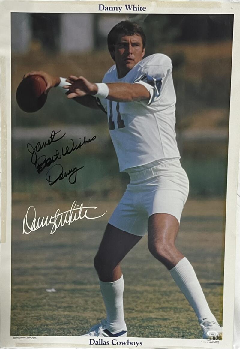 Dallas Cowboys Danny White Autographed Signed 21X31 Poster JSA Authentic Image 1