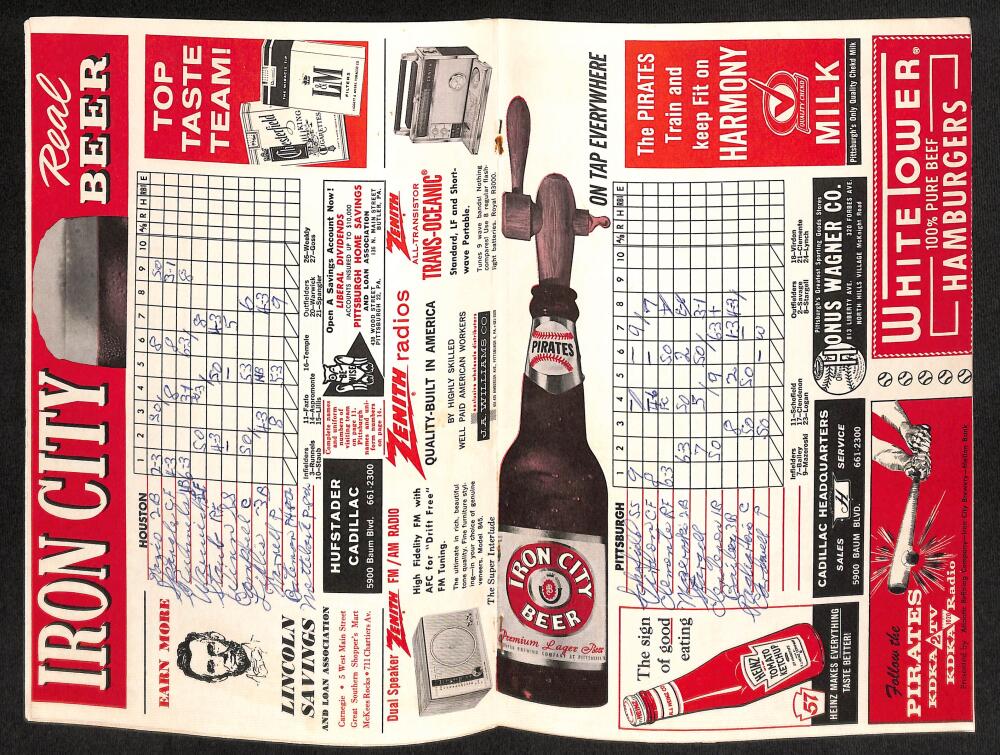 1963 Pittsburg Pirates vs. Houston Colts Scorecard  Clemente Image 2