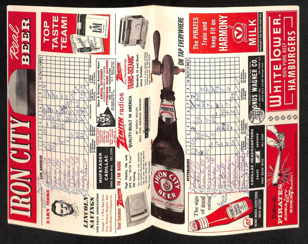 1963 Pittsburg Pirates vs. Los Angeles Dodgers Scorecard  Roberto Clemente Image 2