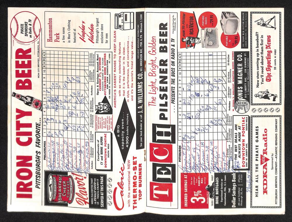 1957 Pittsburg Pirates vs. Philadelphia Phillies Scorecard  Roberto Clemente Image 2