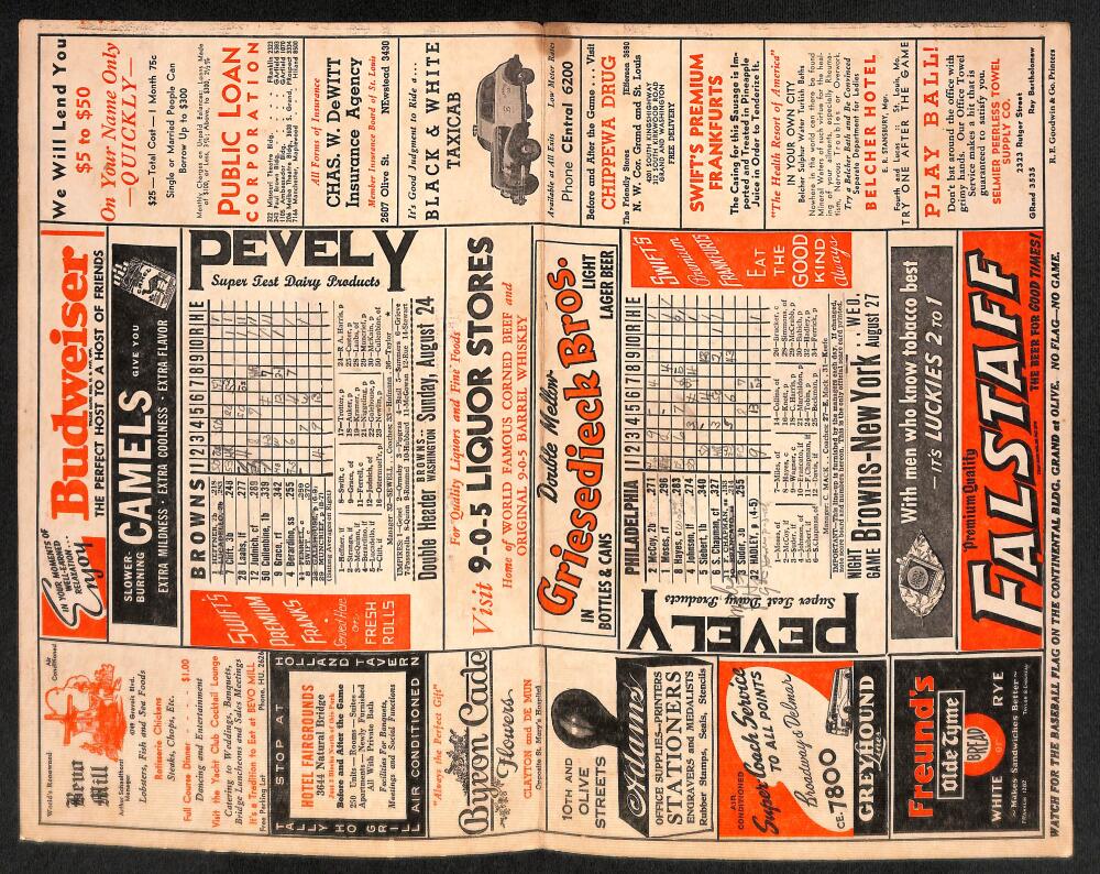 1941 St. Louis Browns vs. Philadelphia Phillies Scorecard  Image 2