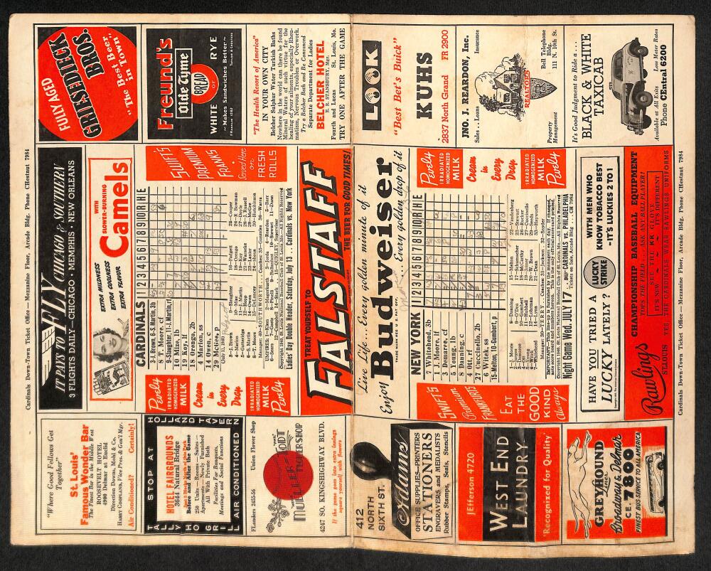 1940 St. Louis Cardinals vs. New York Giants Scorecard  Image 2