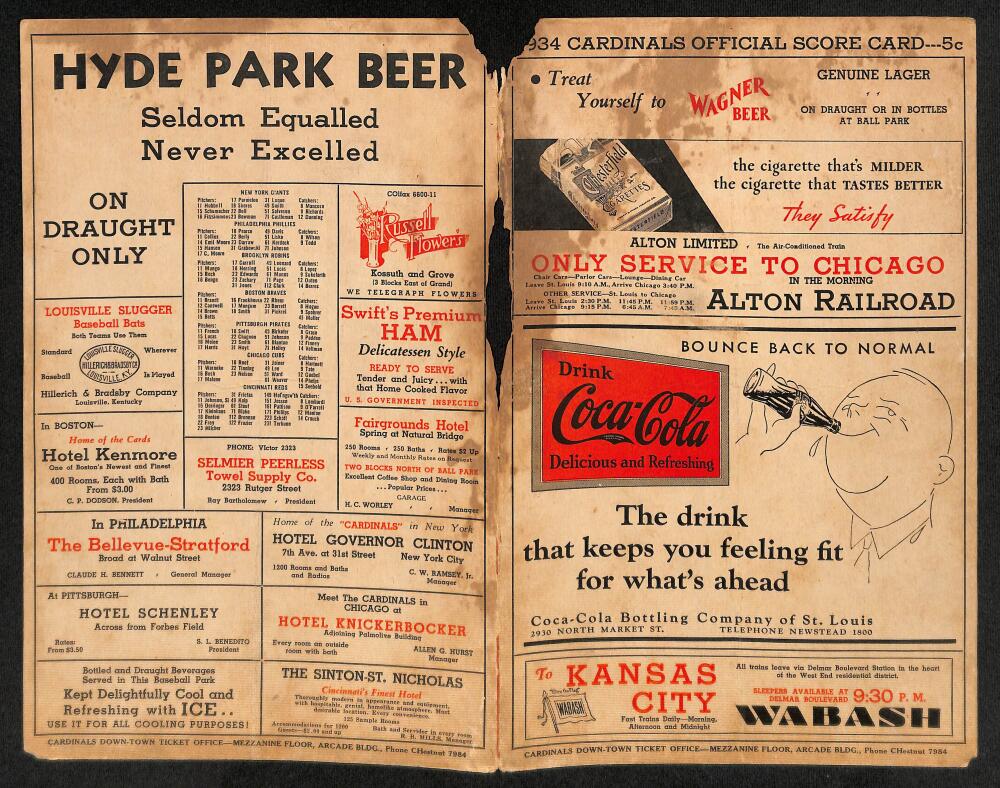 1934 St. Louis Cardinals vs. New York Giants Scorecard  Image 1