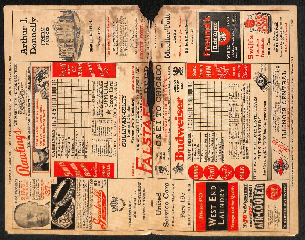 1934 St. Louis Cardinals vs. New York Giants Scorecard  Image 2