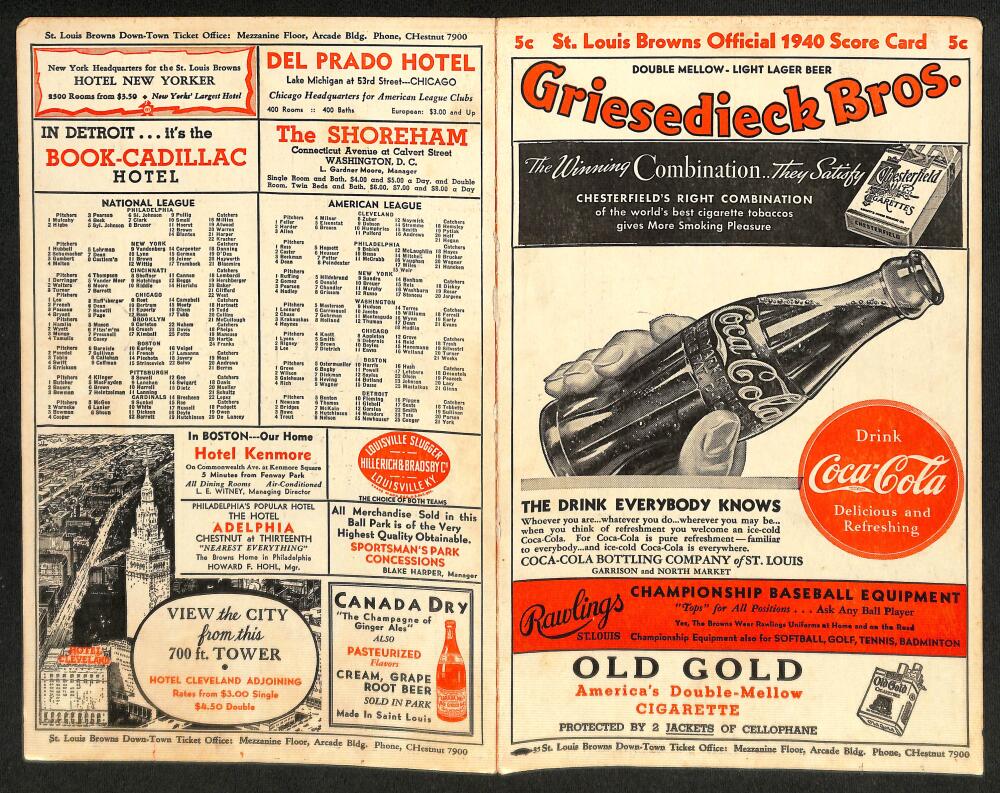 1940 St. Louis Browns vs. Philadelphia Phillies Scorecard  Image 1