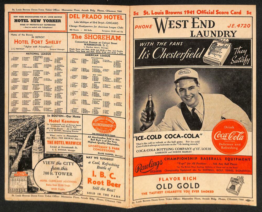 1941 St. Louis Browns vs. Washington Senators Scorecard  Image 1