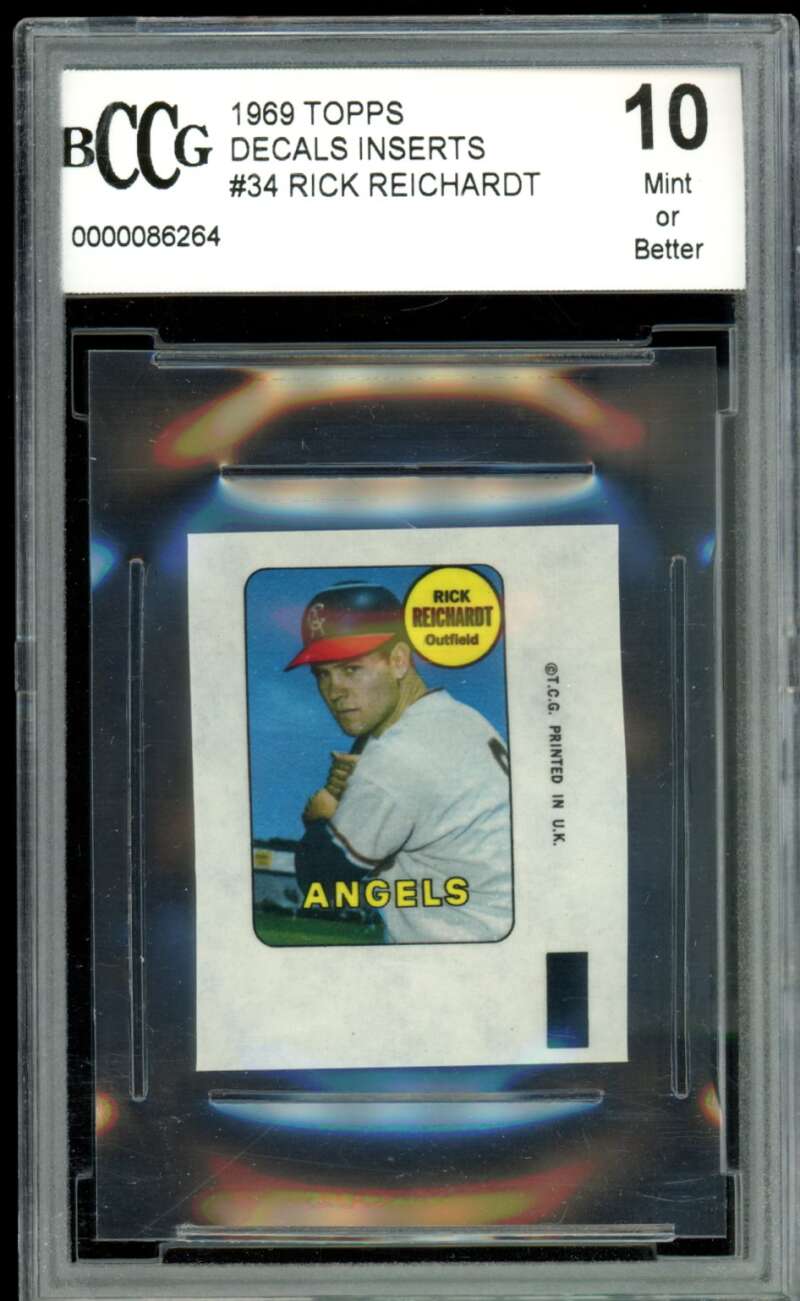 Rick Reichardt Card 1969 Topps Decals Inserts #34 BGS BCCG 10 Image 1