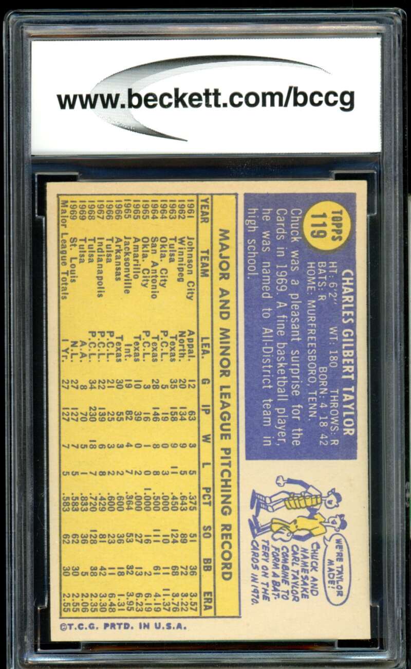 Chuck Taylor Card 1970 Topps #119 BGS BCCG 9 Image 2