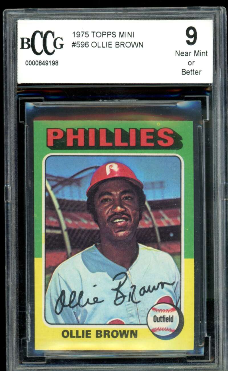 Ollie Brown Card 1975 Topps Mini #596 BGS BCCG 9 Image 1