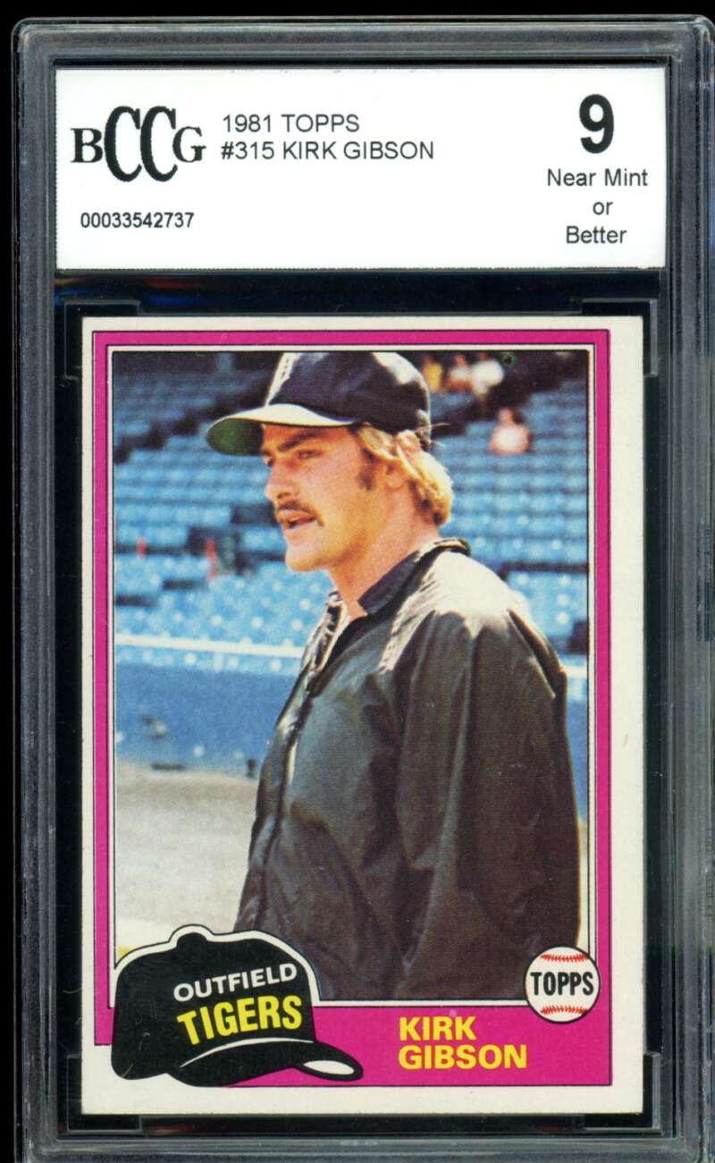Kirk Gibson Rookie Card 1981 Topps #315 BGS BCCG 9 Image 1