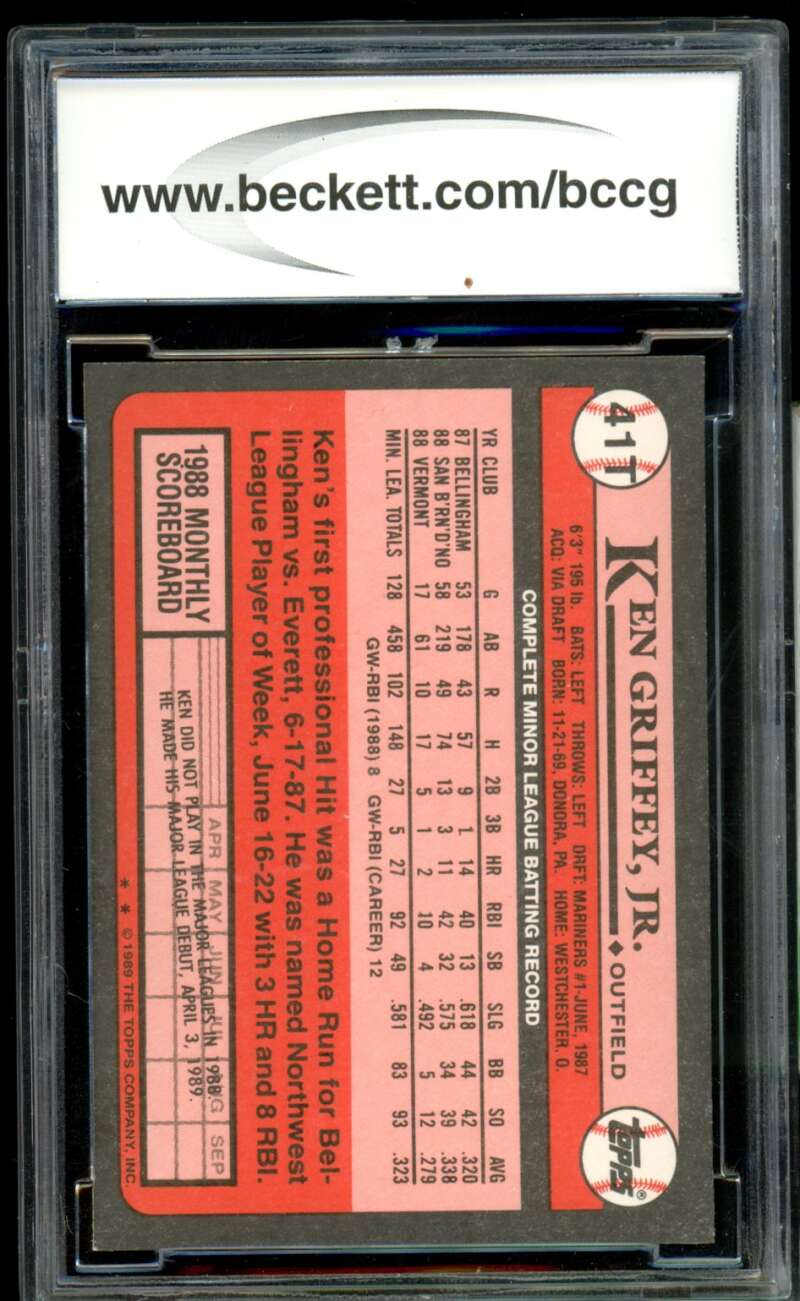 Ken Griffey Jr. Rookie Card 1989 Topps Traded #41T BGS BCCG 9 Image 2