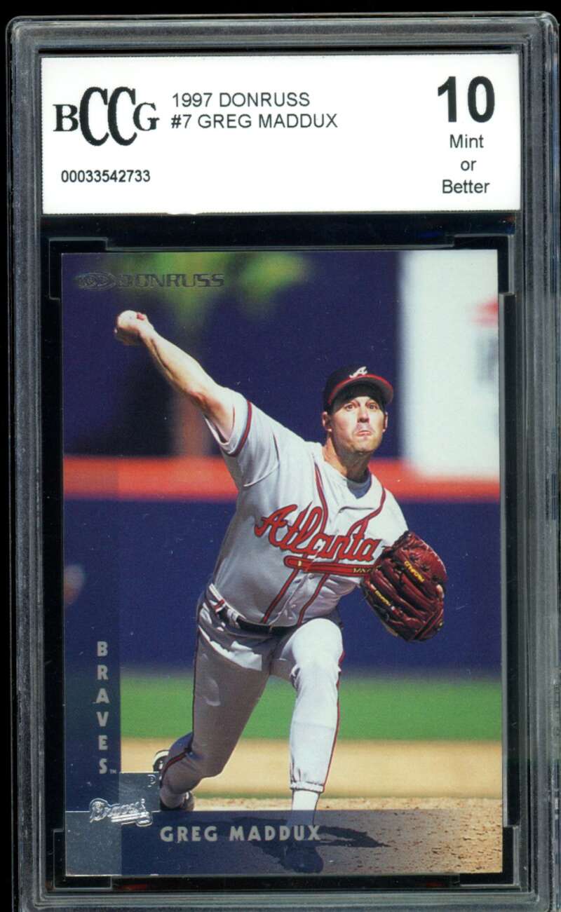 Greg Maddux Card 1997 Donruss #7 BGS BCCG 10 Image 1