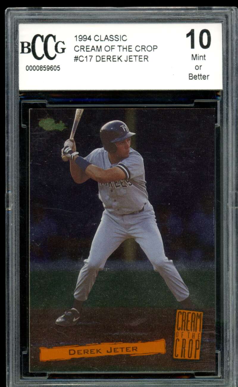 Derek Jeter Rookie Card 1994 Classic Cream Of The Crop #C17 BGS BCCG 10 Image 1