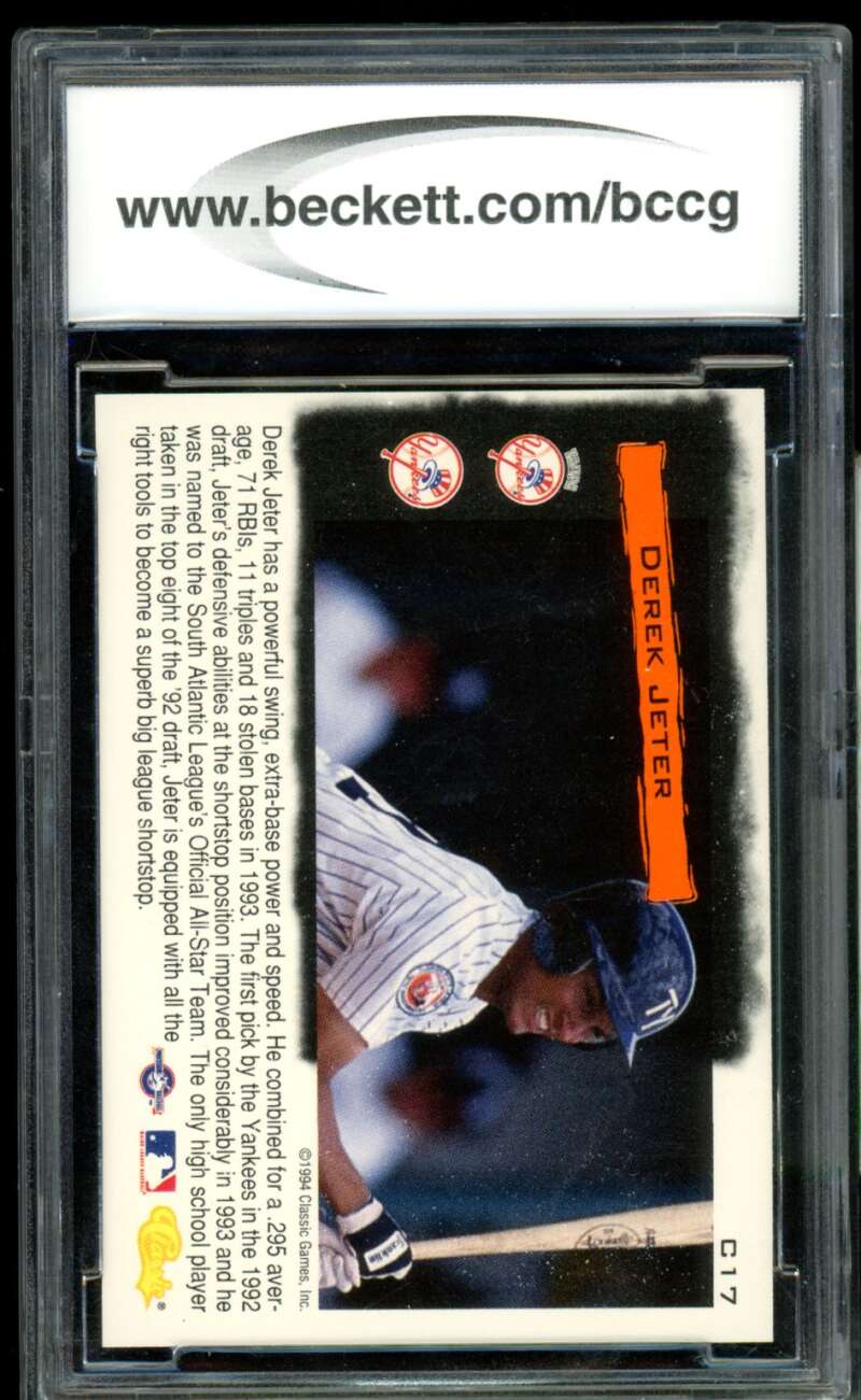 Derek Jeter Rookie Card 1994 Classic Cream Of The Crop #C17 BGS BCCG 10 Image 2