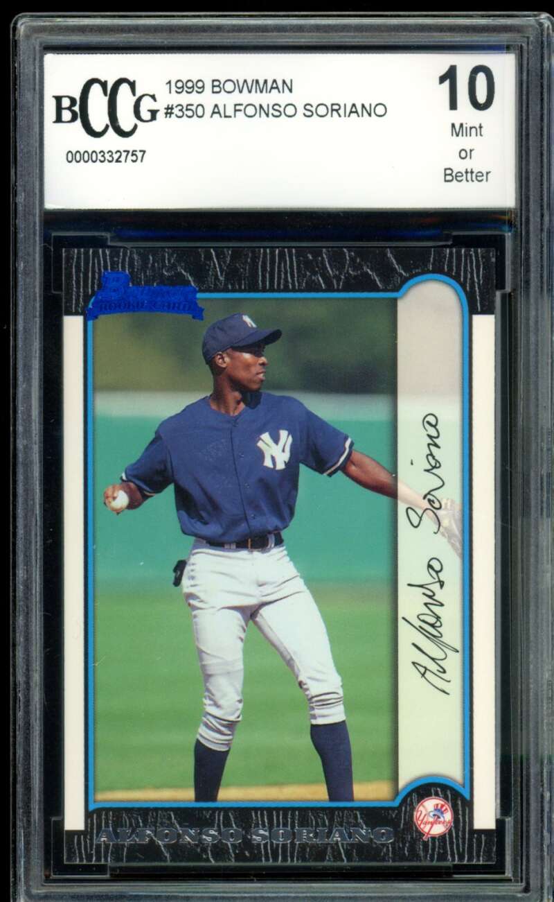 Alfonso Soriano Rookie Card 1999 Bowman #350 BGS BCCG 10 Image 1