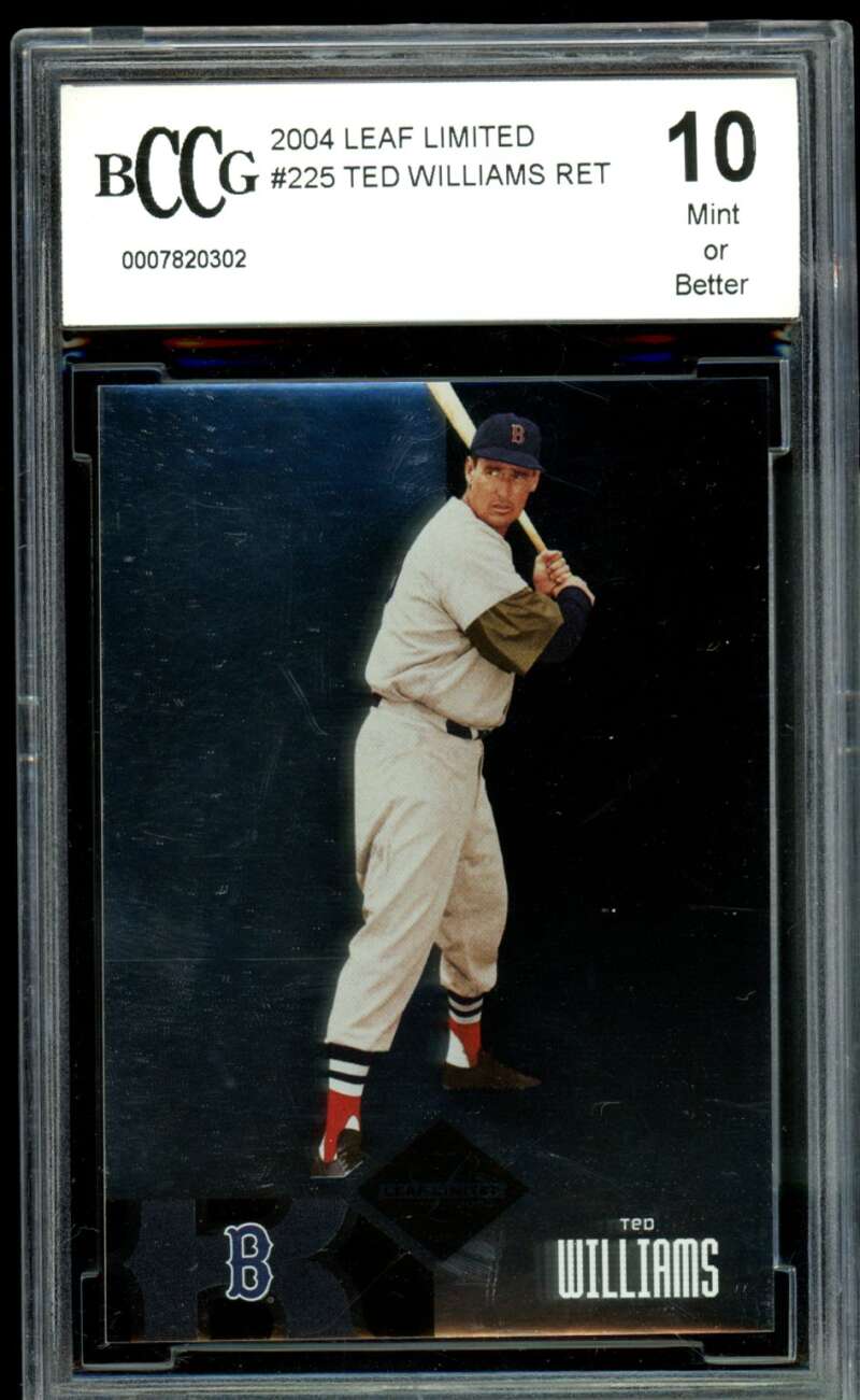 Ted Williams Card 2004 Leaf Limited #225 (89/499) BGS BCCG 10 (holder crack) Image 1