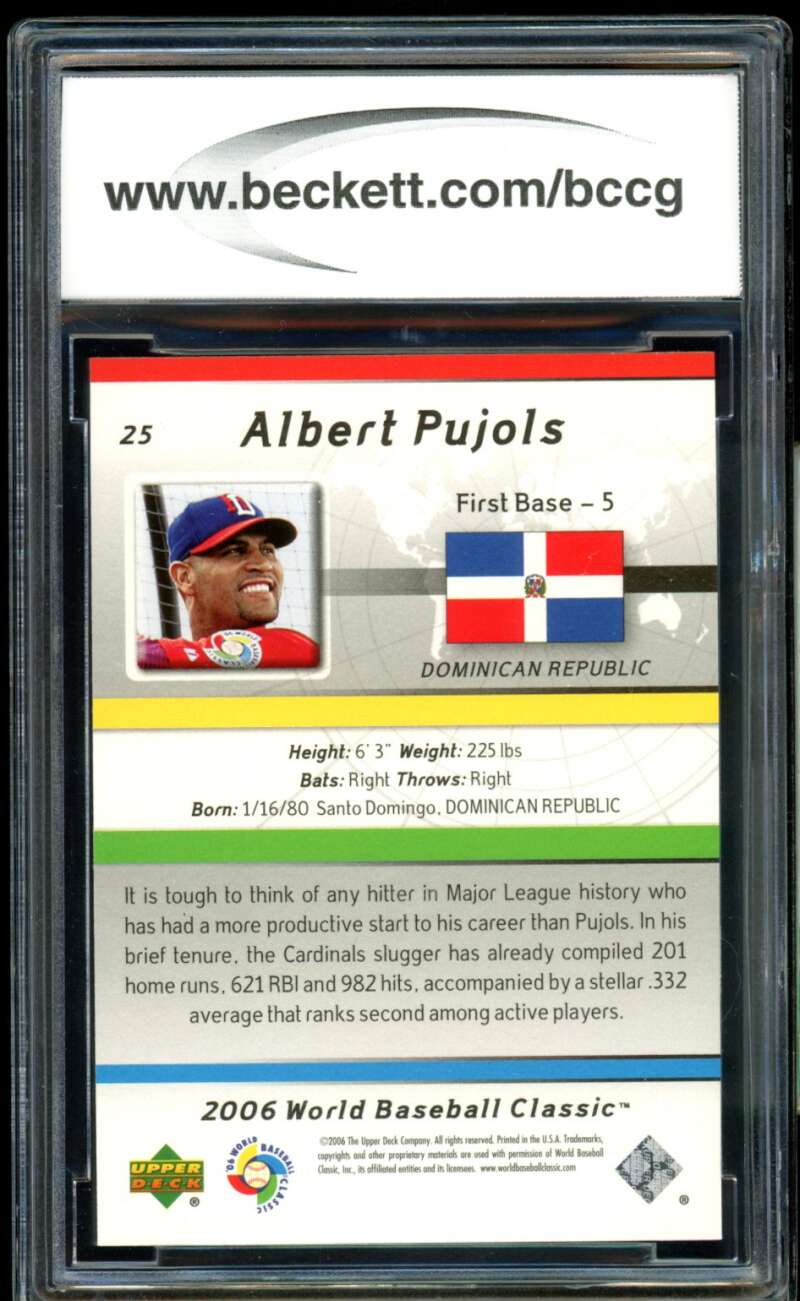 Albert Pujols Card 2006 Upper Deck #25 BGS BCCG 10 Image 2