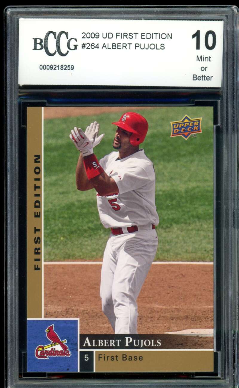 Albert Pujols Card 2009 UD First Edition #264 BGS BCCG 10 Image 1