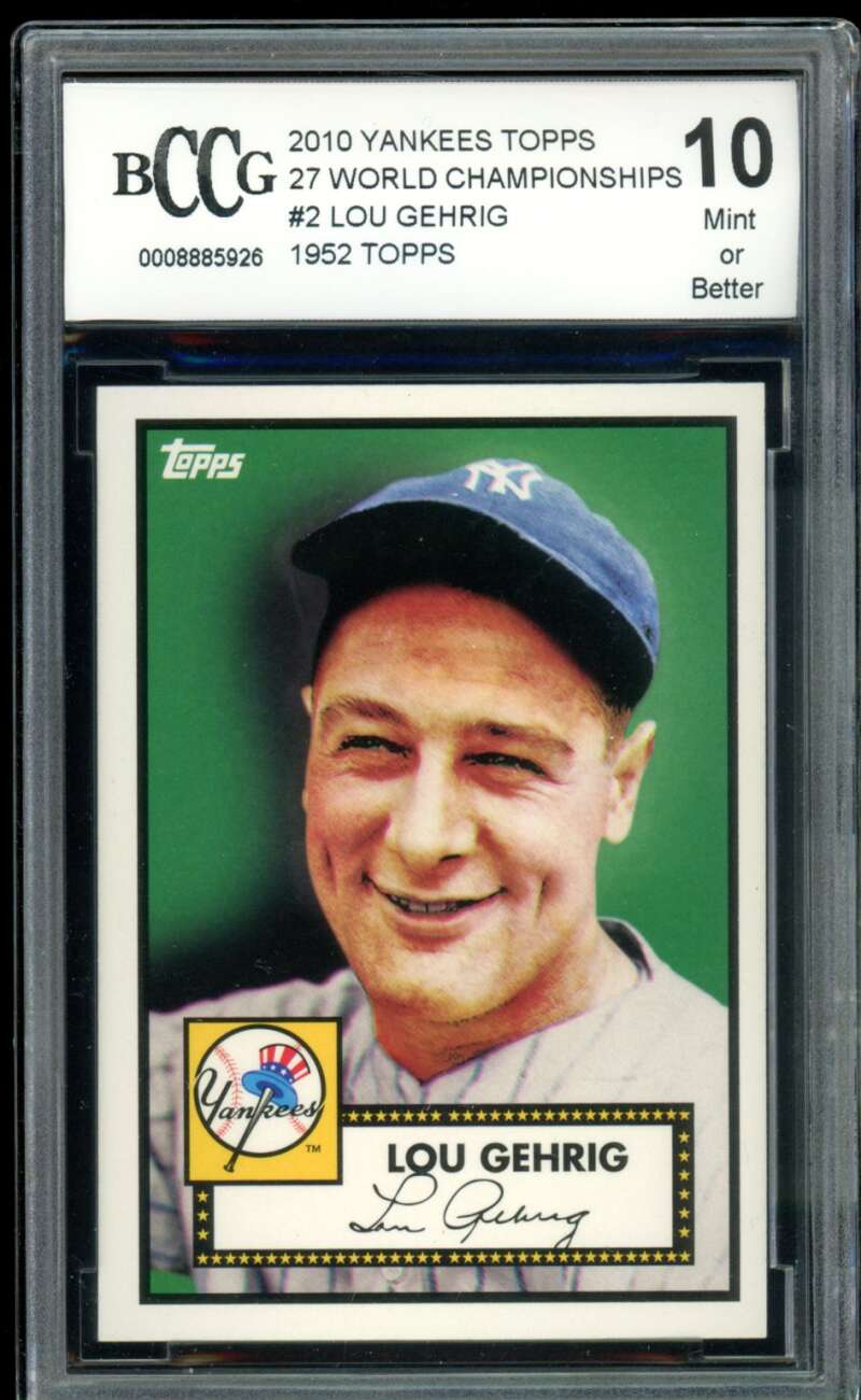 Lou Gehrig Card 2010 Topps 27 World Championships 1952 #2 BGS BCCG 10 Image 1