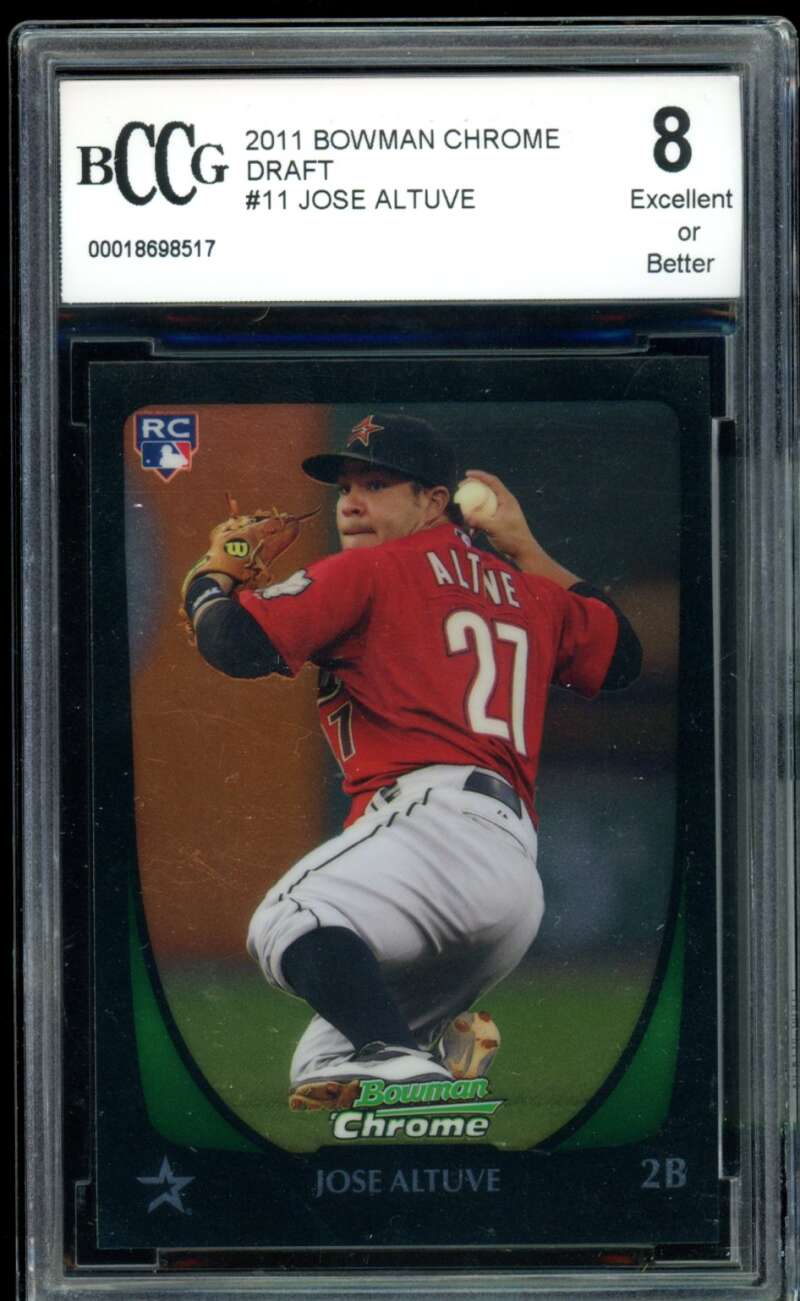 Jose Altuve Rookie Card 2011 Bowman Chrome Draft #11 BGS BCCG 8 Image 1