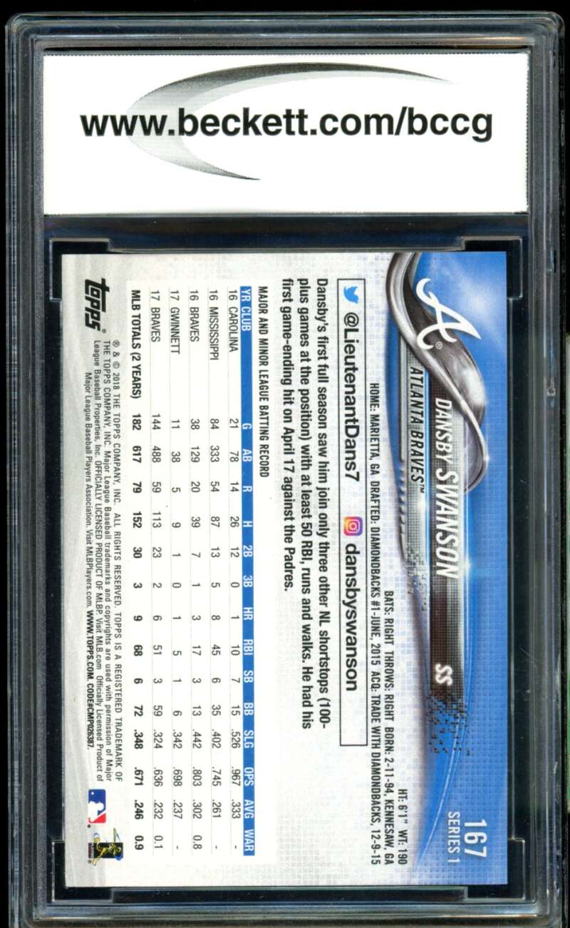 Dansby Swanson Card 2018 Topps Toys R Us Purple #167 BGS BCCG 10 Image 2