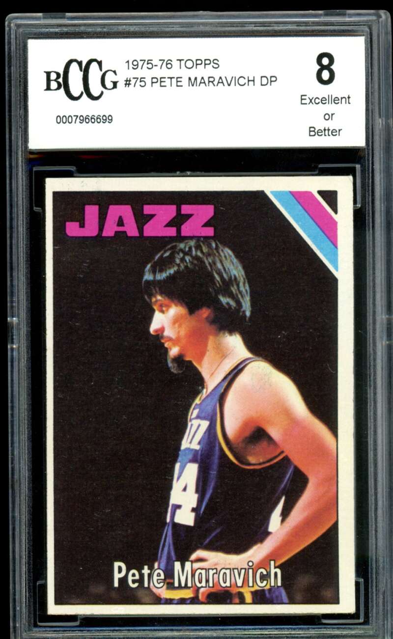 Pete Maravich Card 1975-76 Topps #75 BGS BCCG 8 Image 1