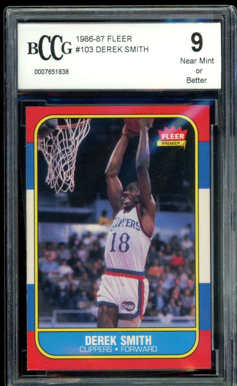 Derek Smith Card 1986-87 Fleer #103 BGS BCCG 9 Image 1
