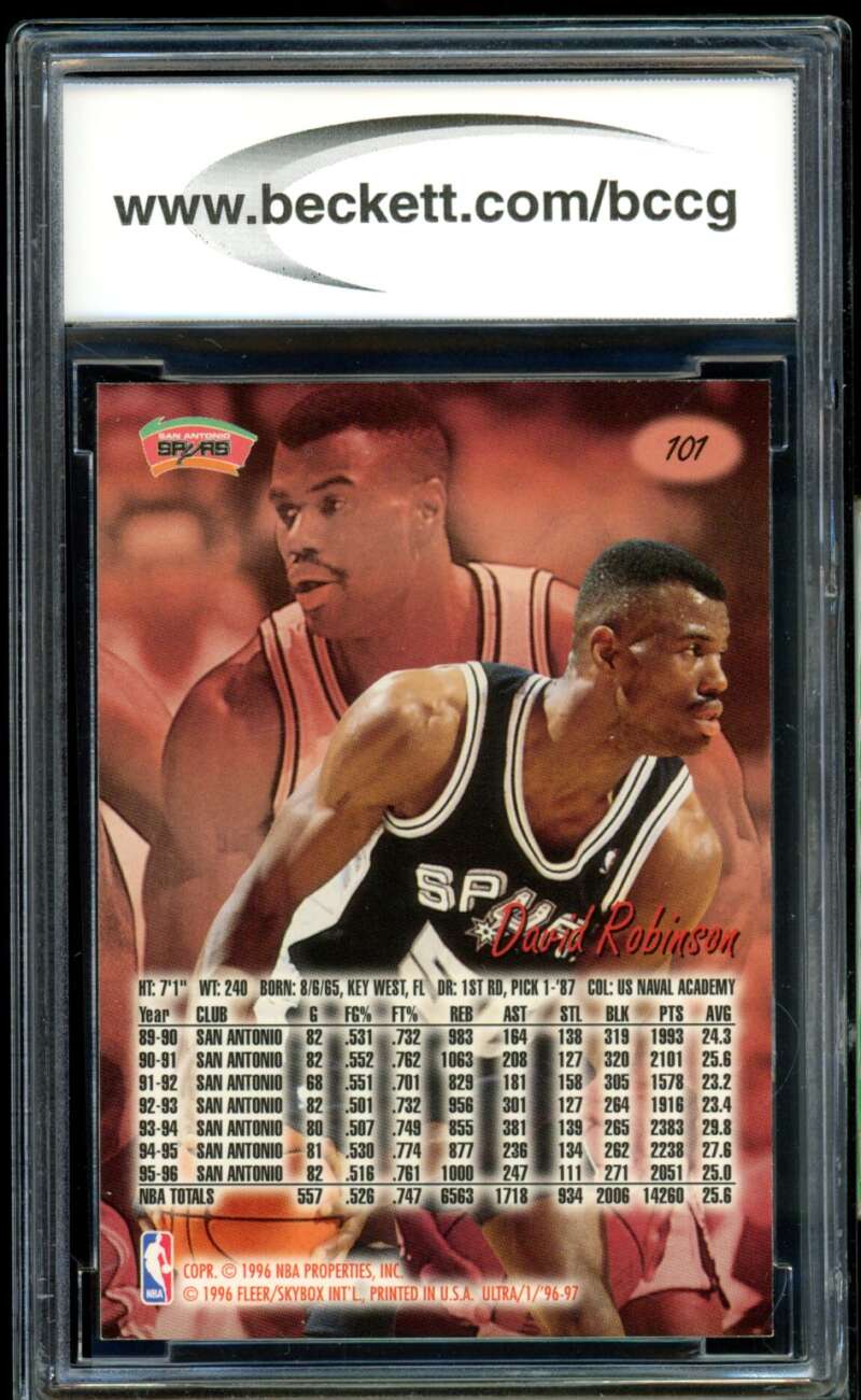 David Robinson Card 1996-97 Ultra #101 BGS BCCG 10 Image 2
