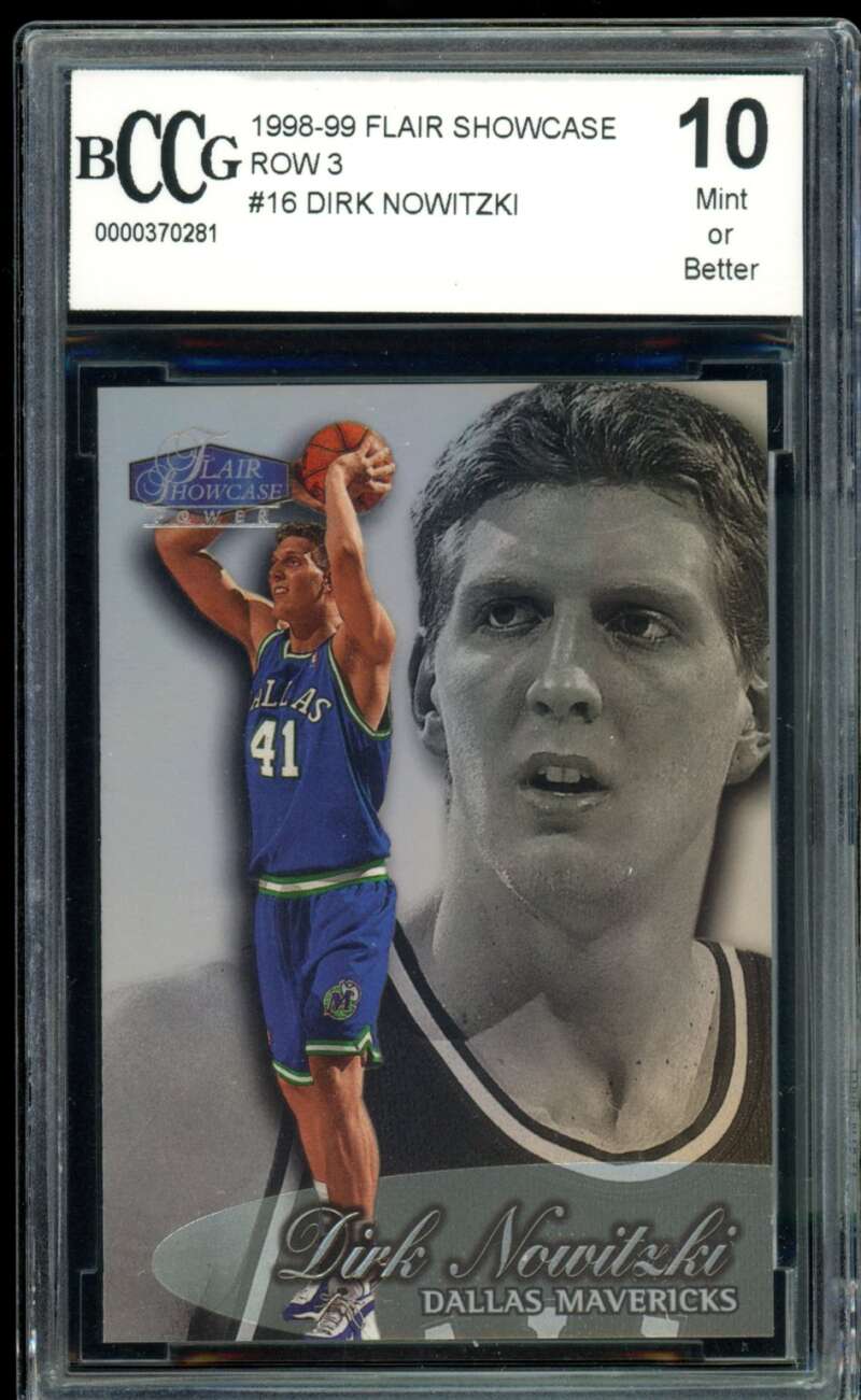 Dirk Nowitzki Rookie Card 1998-99 Flair Showcase Row 3 #16 PSA 10 Image 1