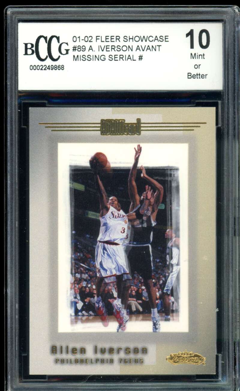 Allen Iverson Card 2001-02 Fleer Showcase Avant #89 BGS BCCG 10 Image 1
