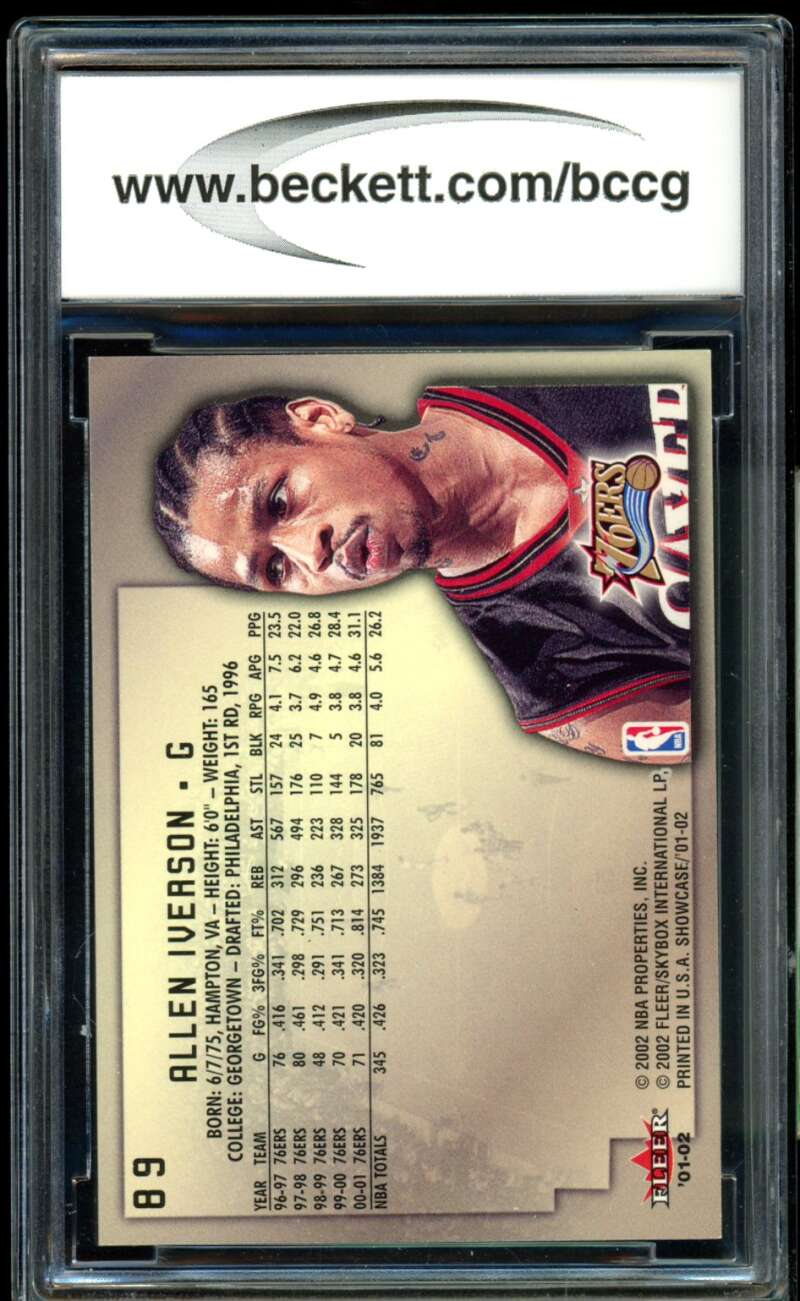 Allen Iverson Card 2001-02 Fleer Showcase Avant #89 BGS BCCG 10 Image 2