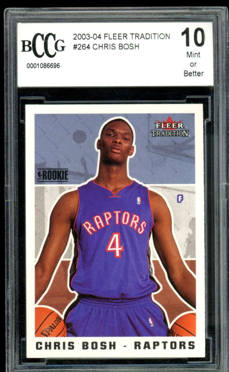 Chris Bosh Rookie Card 2003-04 Fleer Tradition #264 BGS BCCG 10 Image 1