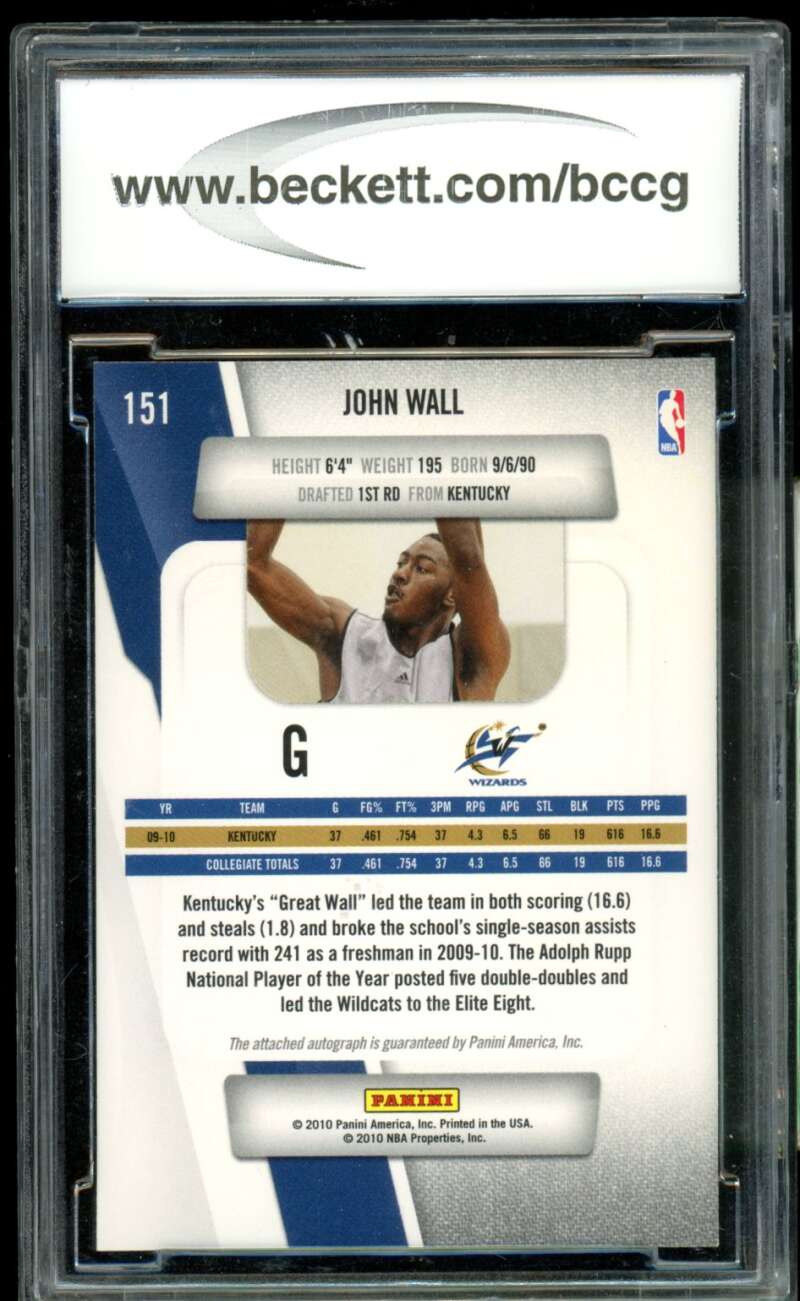 John Wall Rookie Card 2010-11 Prestige #151 BGS BCCG 10 Image 2