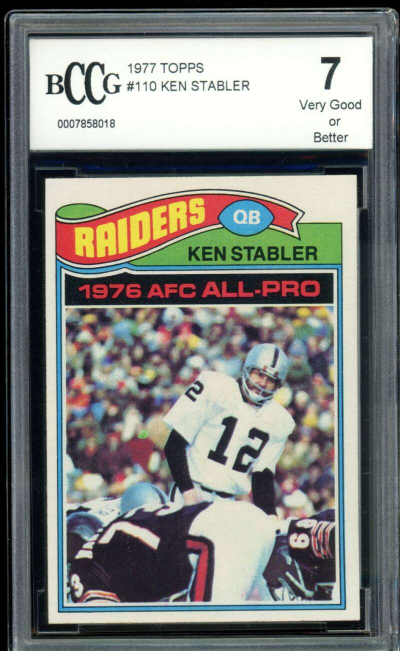 Ken Stabler Card 1977 Topps #110 BGS BCCG 7 Image 1