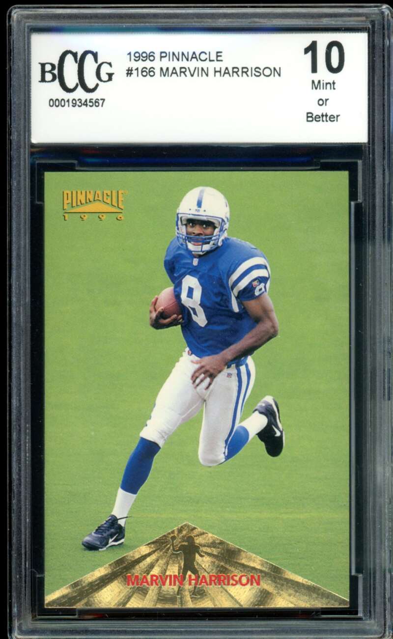 Marvin Harrison Rookie Card 1996 Pinnacle #166 BGS BCCG 10 Image 1
